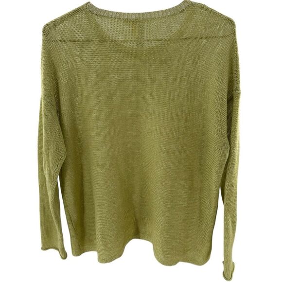 Eileen Fisher Size S Delave Organic Linen‎ Loose Knit Sweater Spring Green Light - Picture 3 of 12